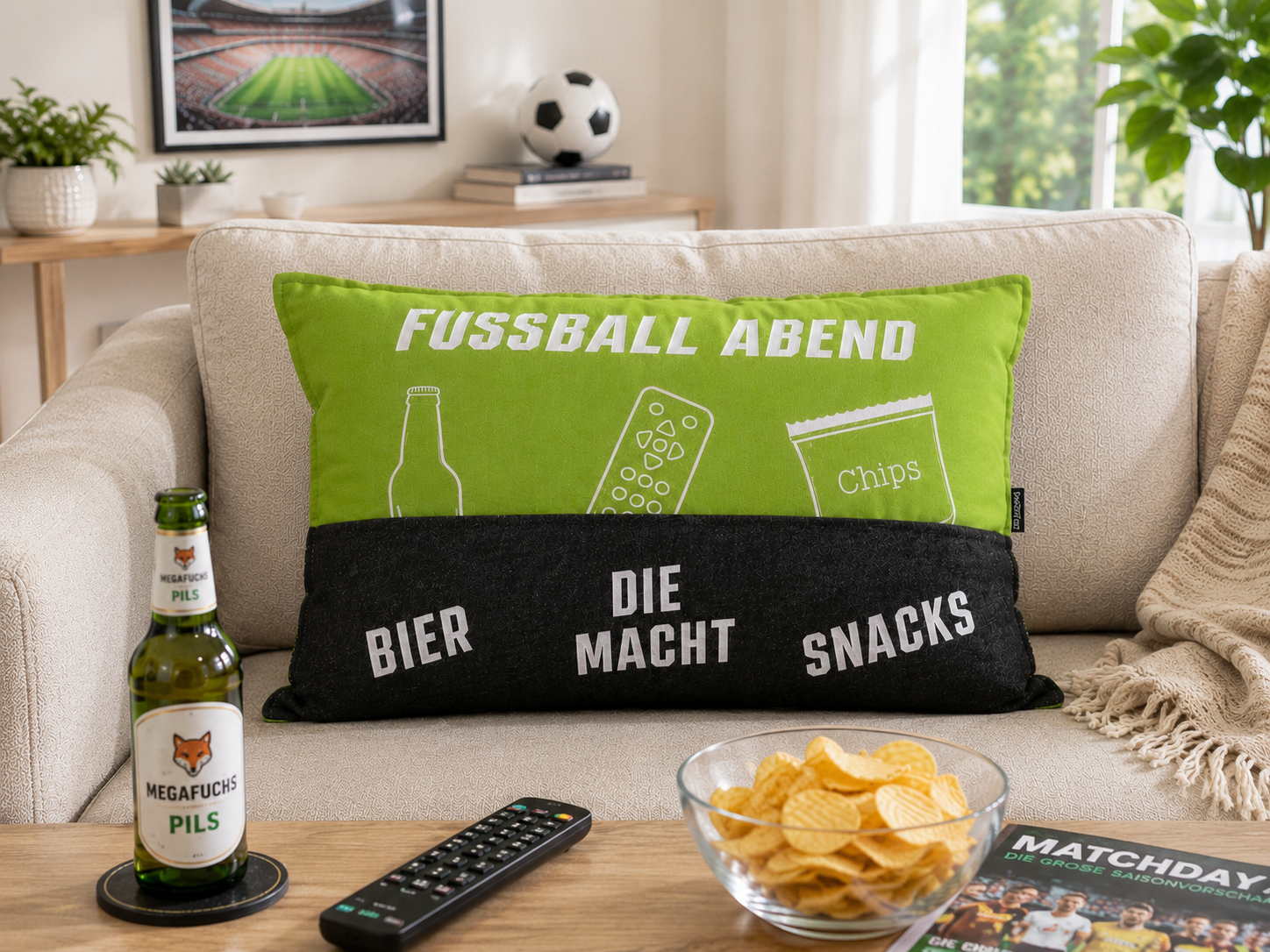 Fußball Kissen Matchday Lounge rechteckig grün WM 2026