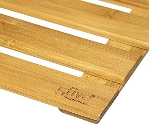 Bambus Badematte Gitter Basic 50x68cm Rutschfest Natur Braun