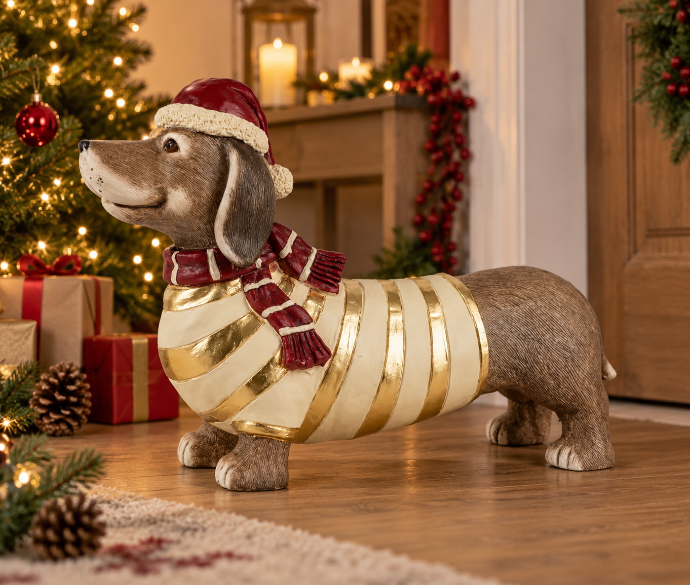Weihnachtsfigur Dackel Bruno handgearbeitet 57 cm