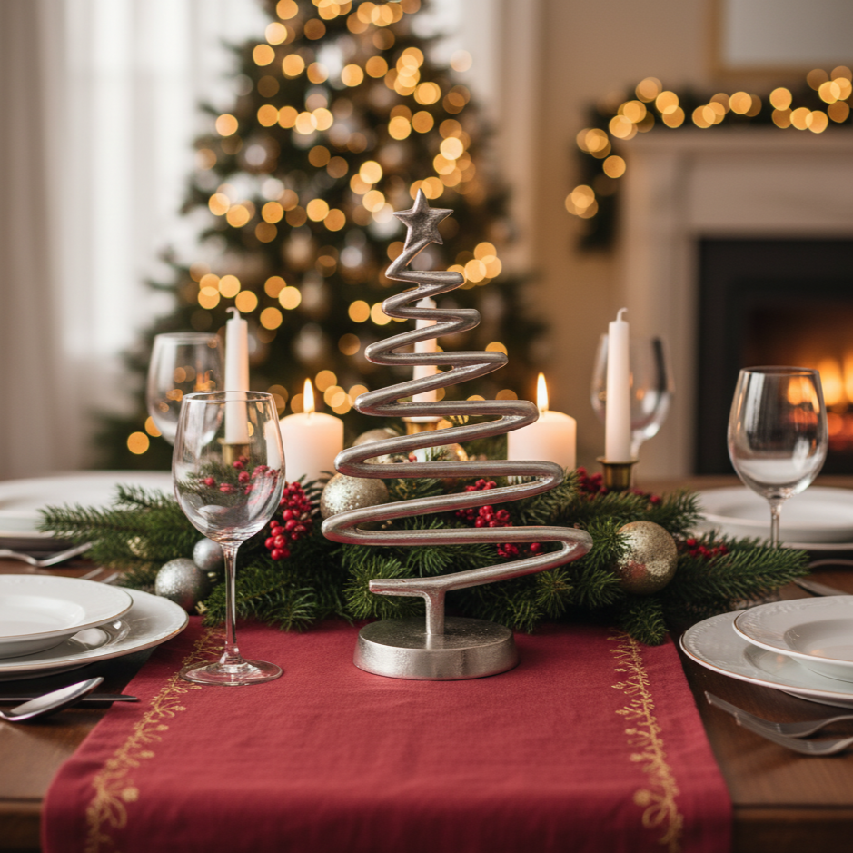 Dekoaufsteller Firo Weihnachtsbaum Silber aus Aluminium Höhe 30cm