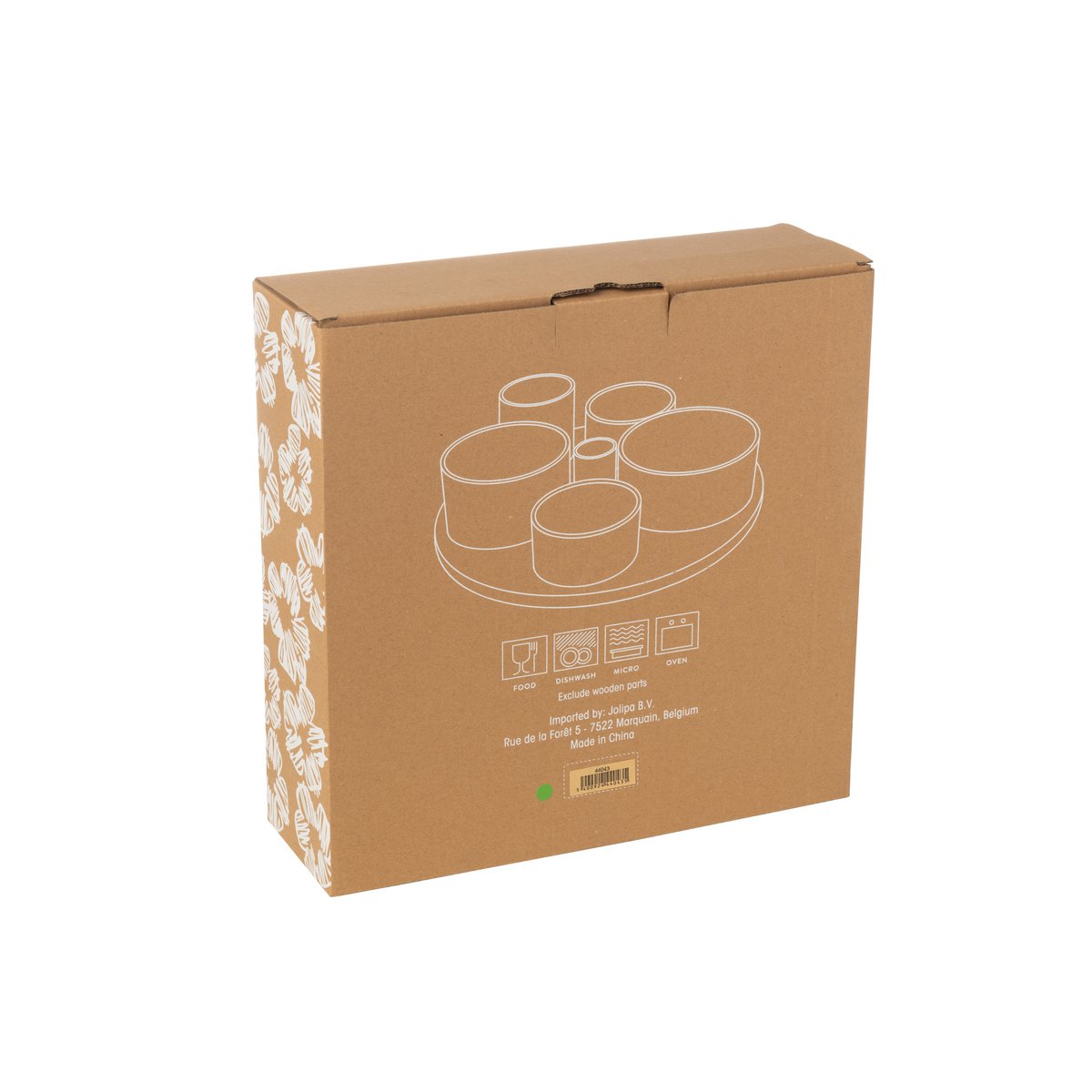 Set mit 6 Aperoschalen + Tablett, Bambusbox, Keramik, Grün
