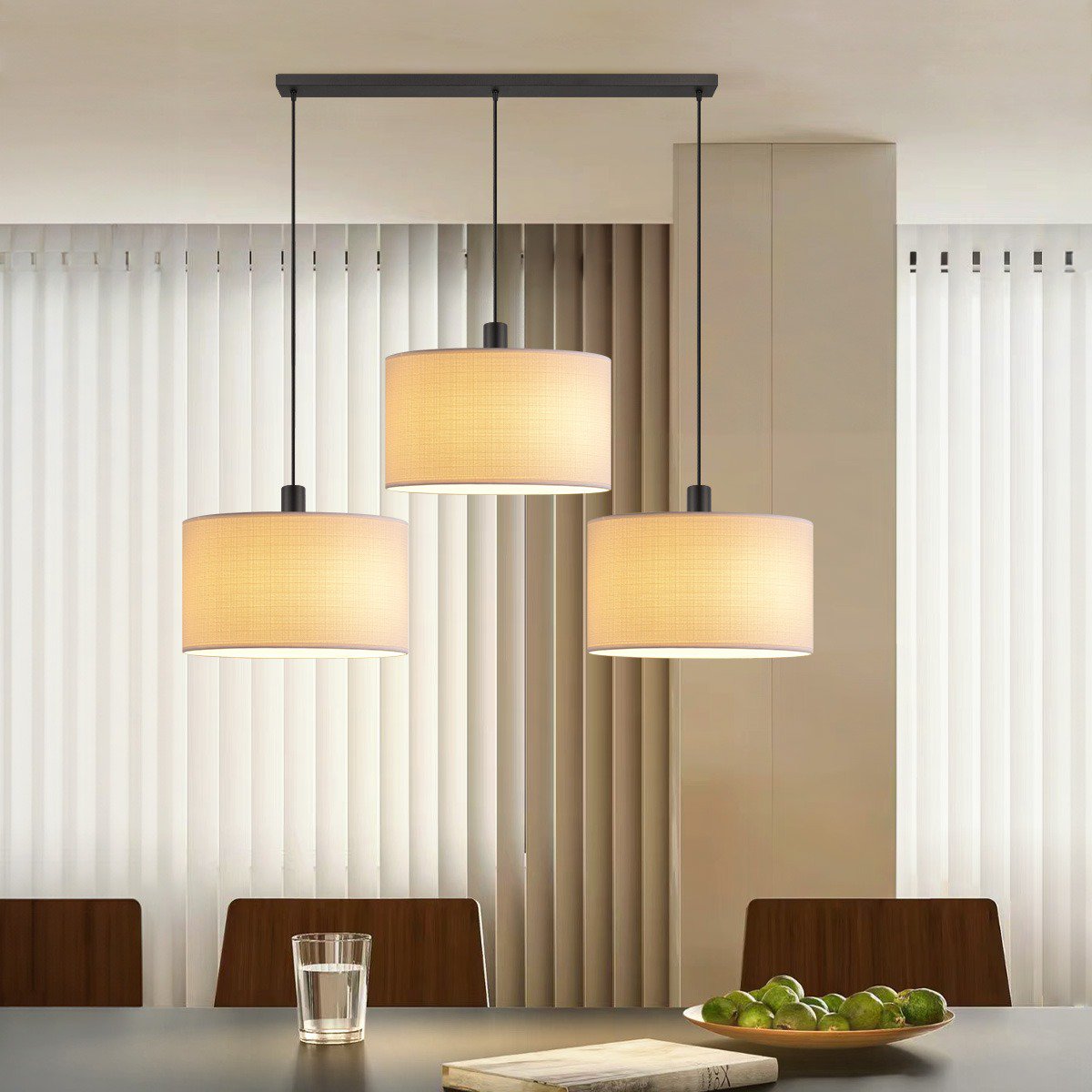 Hanglamp Canvas -XXL Strahl 3L - Wit - 50 cm