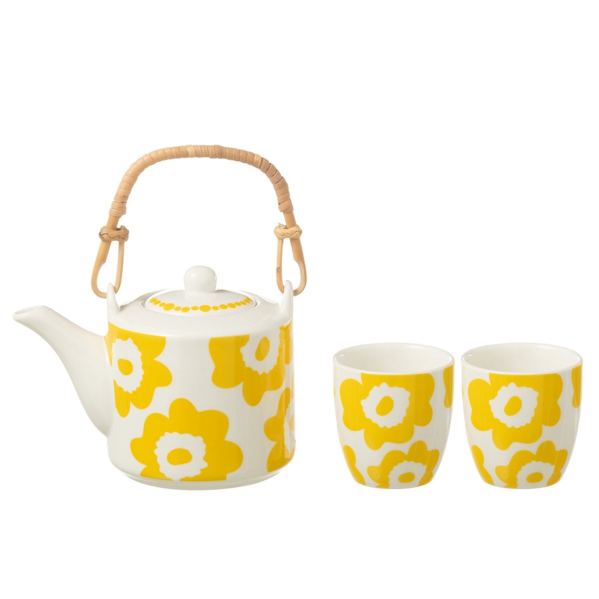 Teekannen Set Blumen Box Keramik Gelb