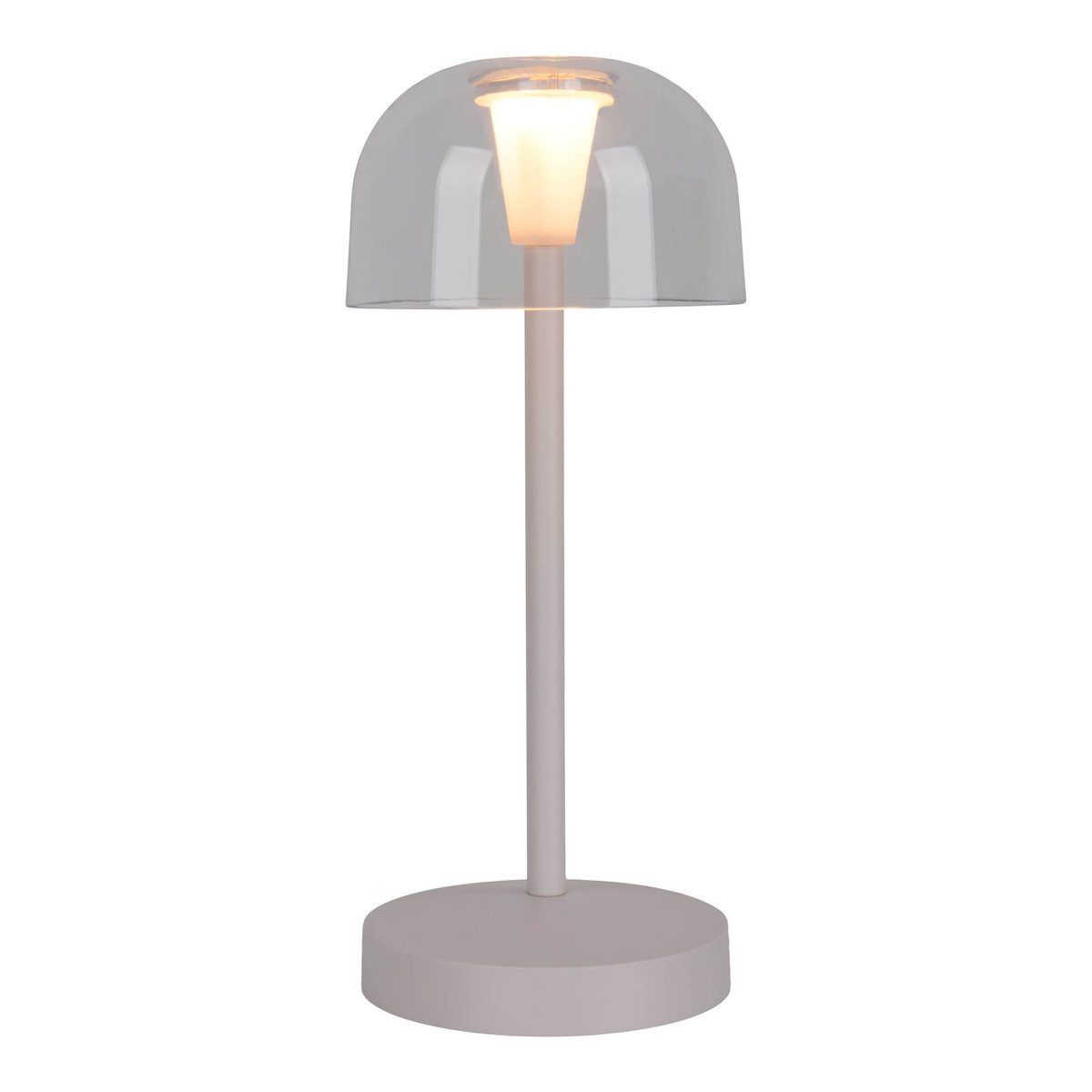 Set of 2 LED battery-operated table lamps "Gomba" for indoor and outdoor use, made of metal and plastic in white, 18.5 cm high