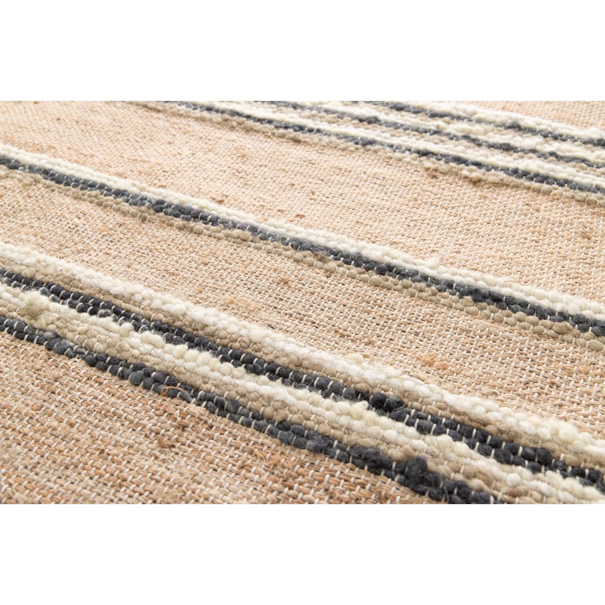 Handgefertigter Woll -Wollteppich und Jute Raj