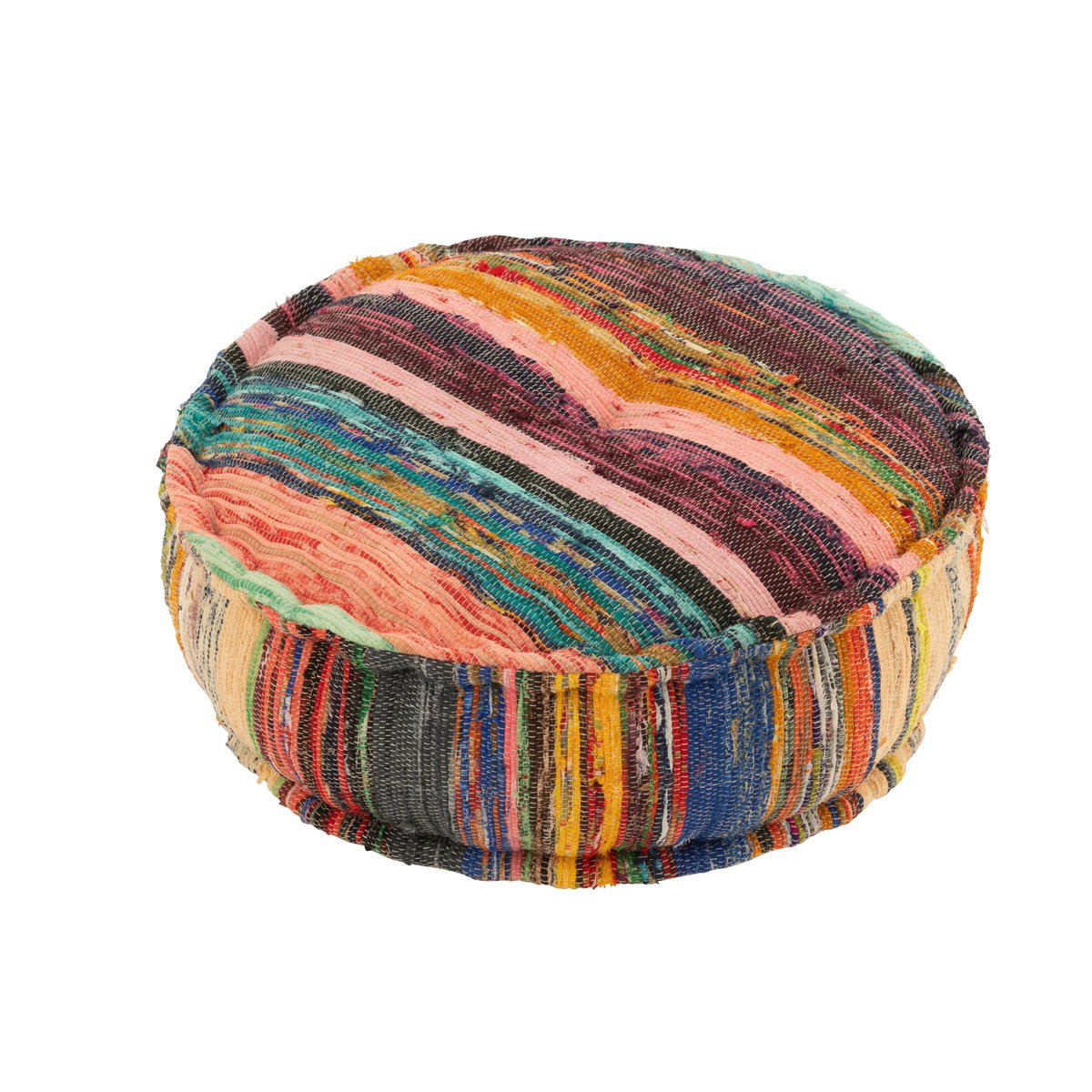 J-Line Pouf Chindi Rund Baumwolle/Polyester-Mischung