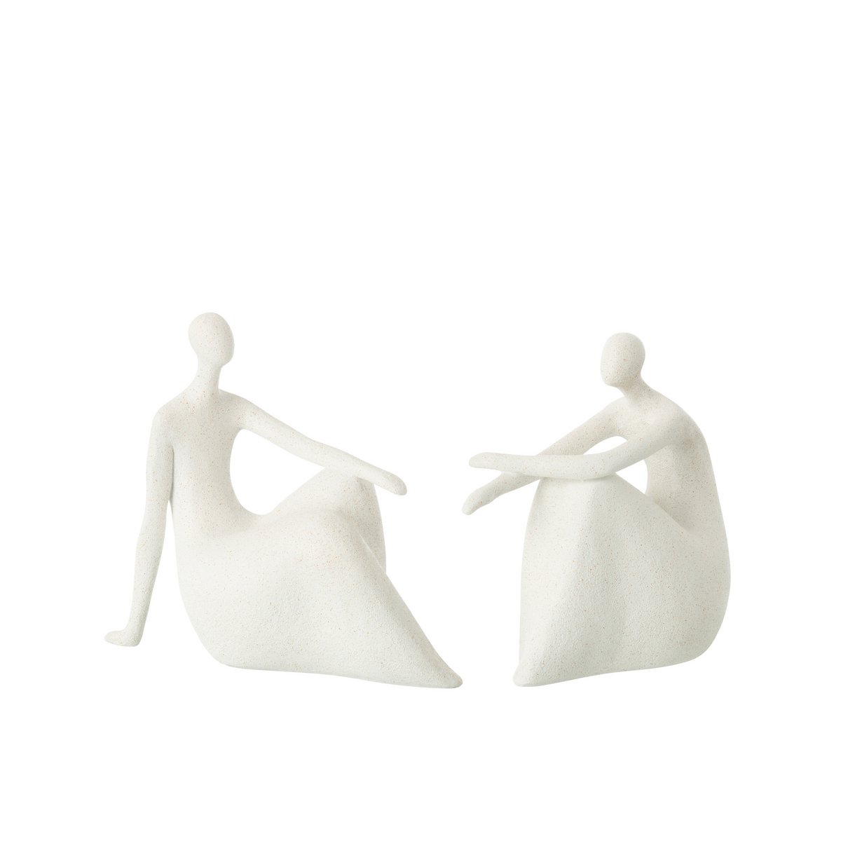 Skulpturen-Set Sitzende Frauen – Moderne Figuren in Matt Weiß