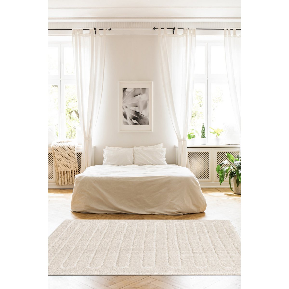 Recycelter Polyester -Polyester -Reliefteppich mit minimalistischem Eolya -Design