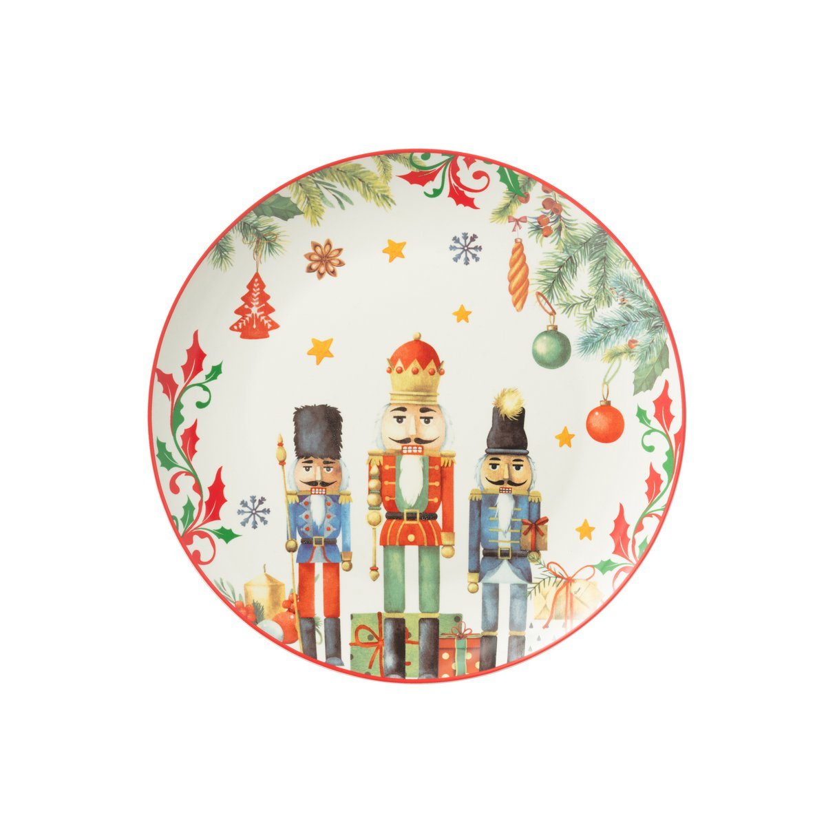 J-Line Teller, rund, Nussknacker, Geschenkbox, Keramik, Weiß, groß