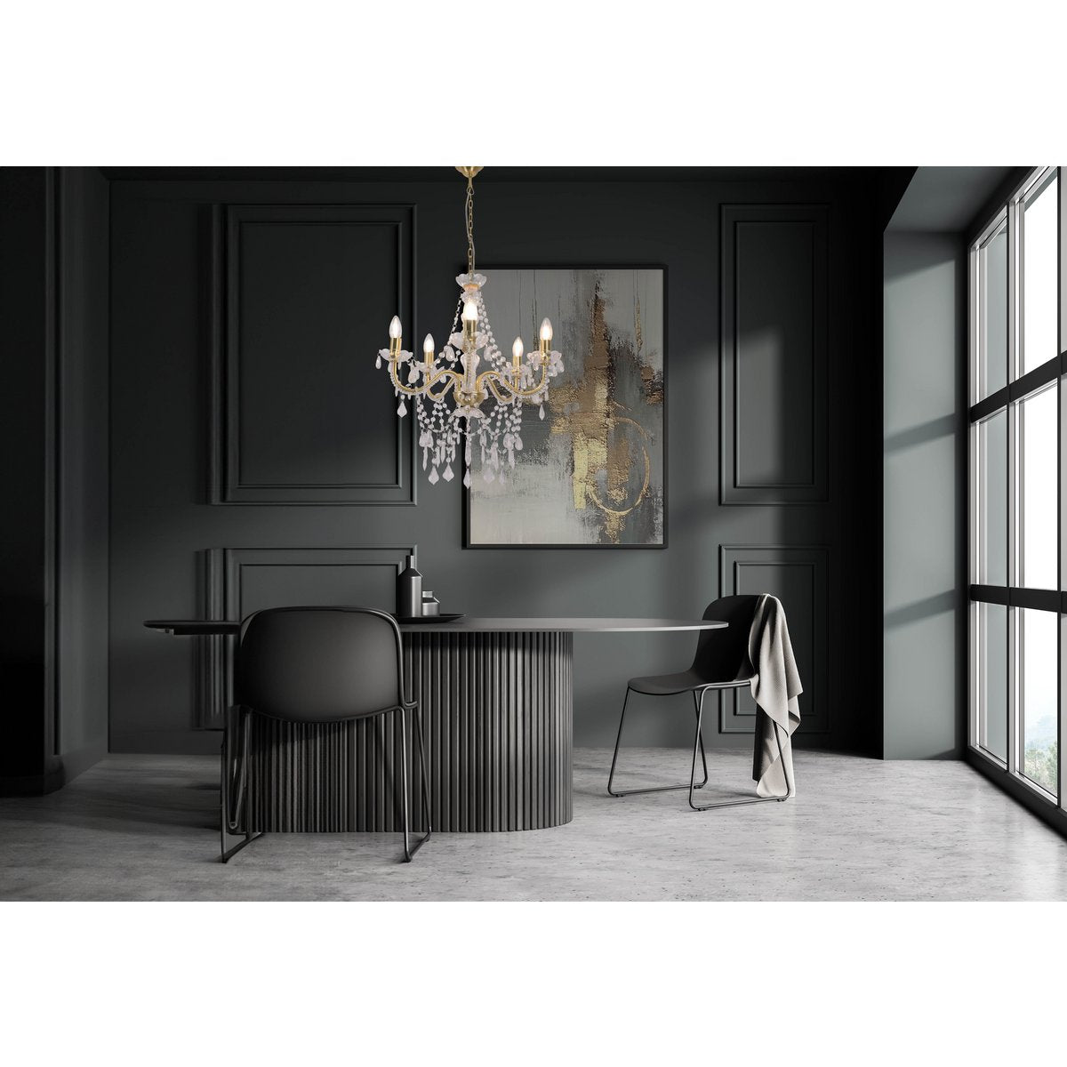 5er Krone "Cecilia" Ø 52 cm, aus Metall und Acryl, in Gold, E14