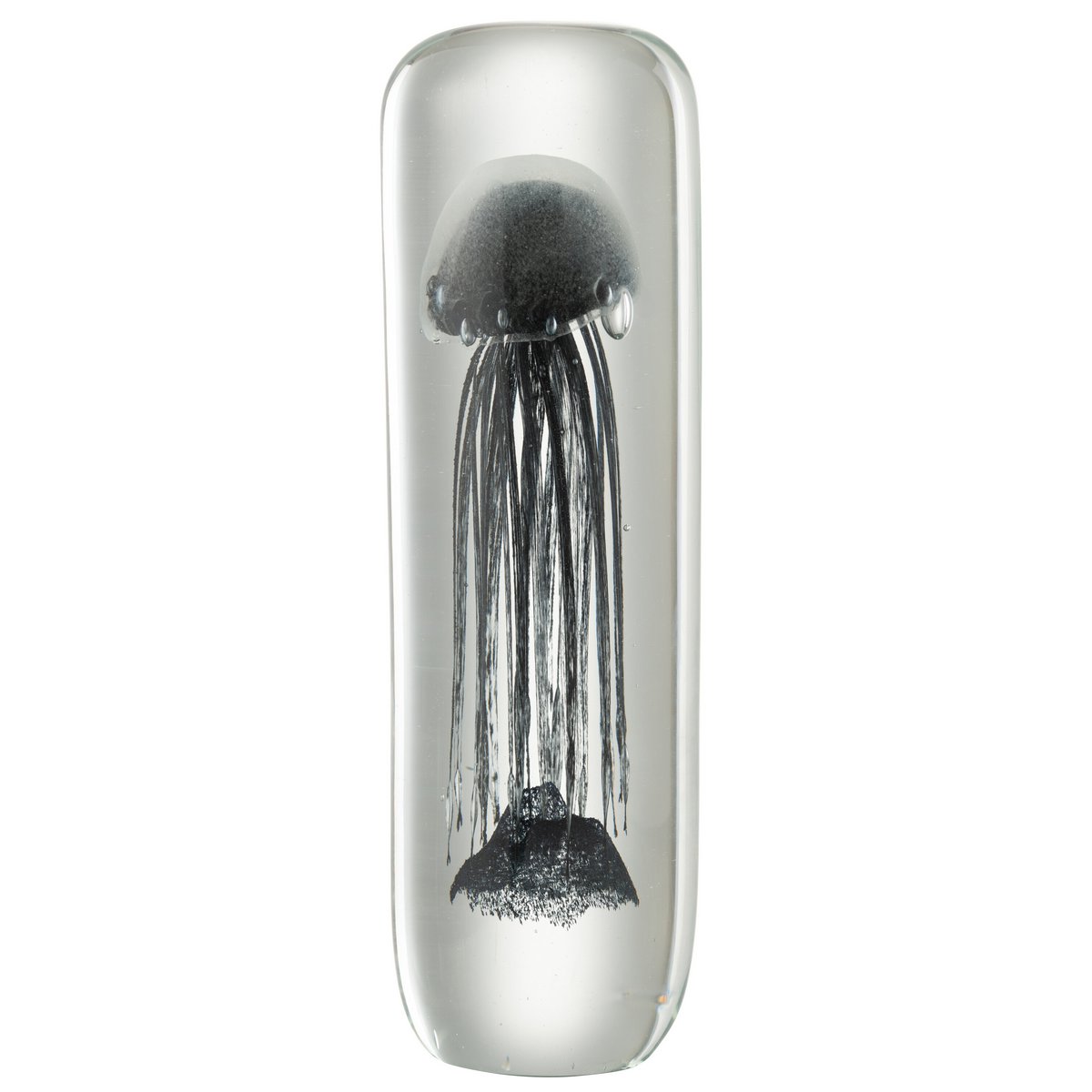 Buchstütze Glas Skulptur Quallen Design schwarz