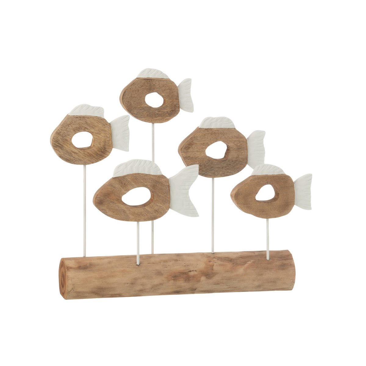 J-Line Fisch 5 zu Fuß Mango Holz weiß/natürlich