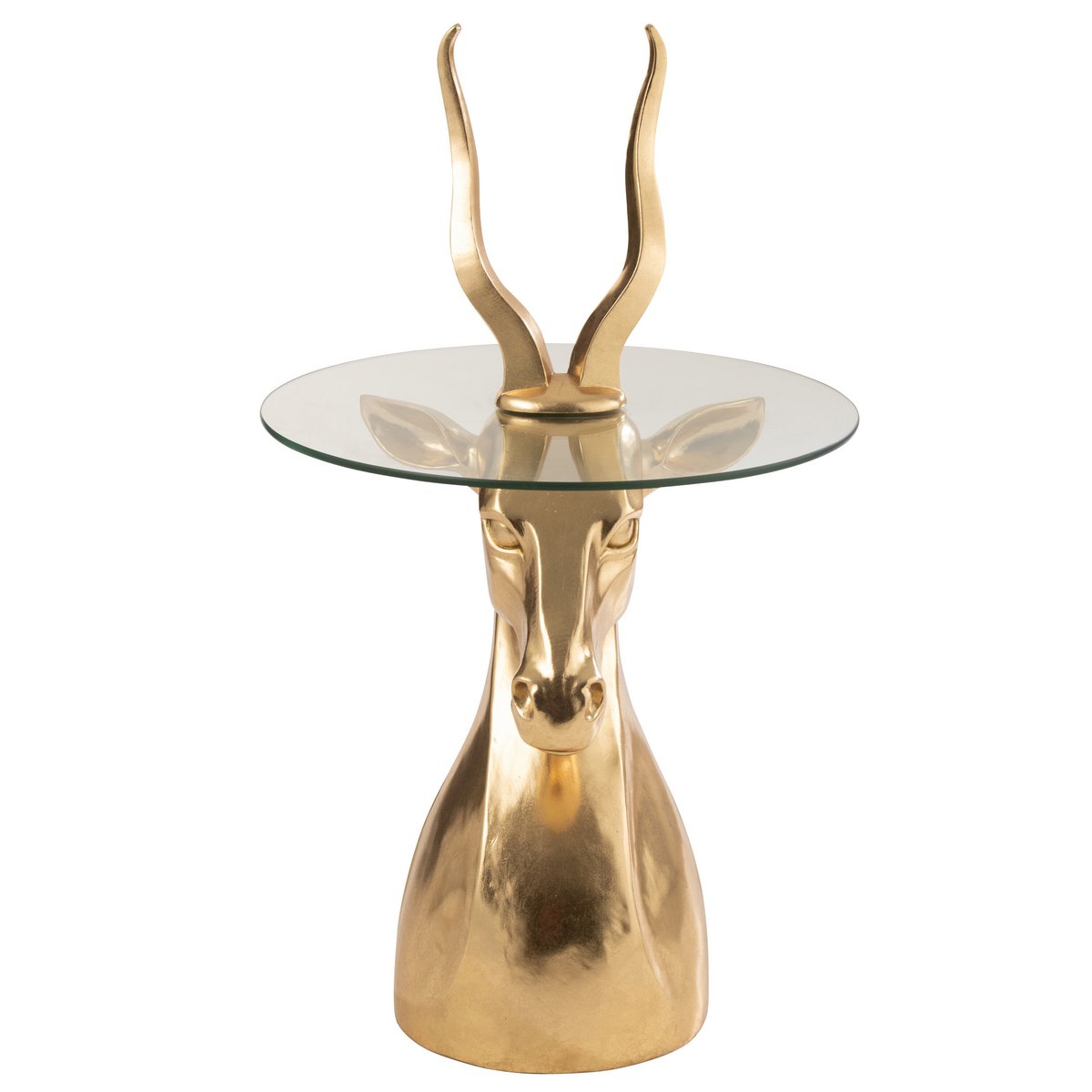 Beistelltisch Antilope Polyresin Glas Gold 83 cm