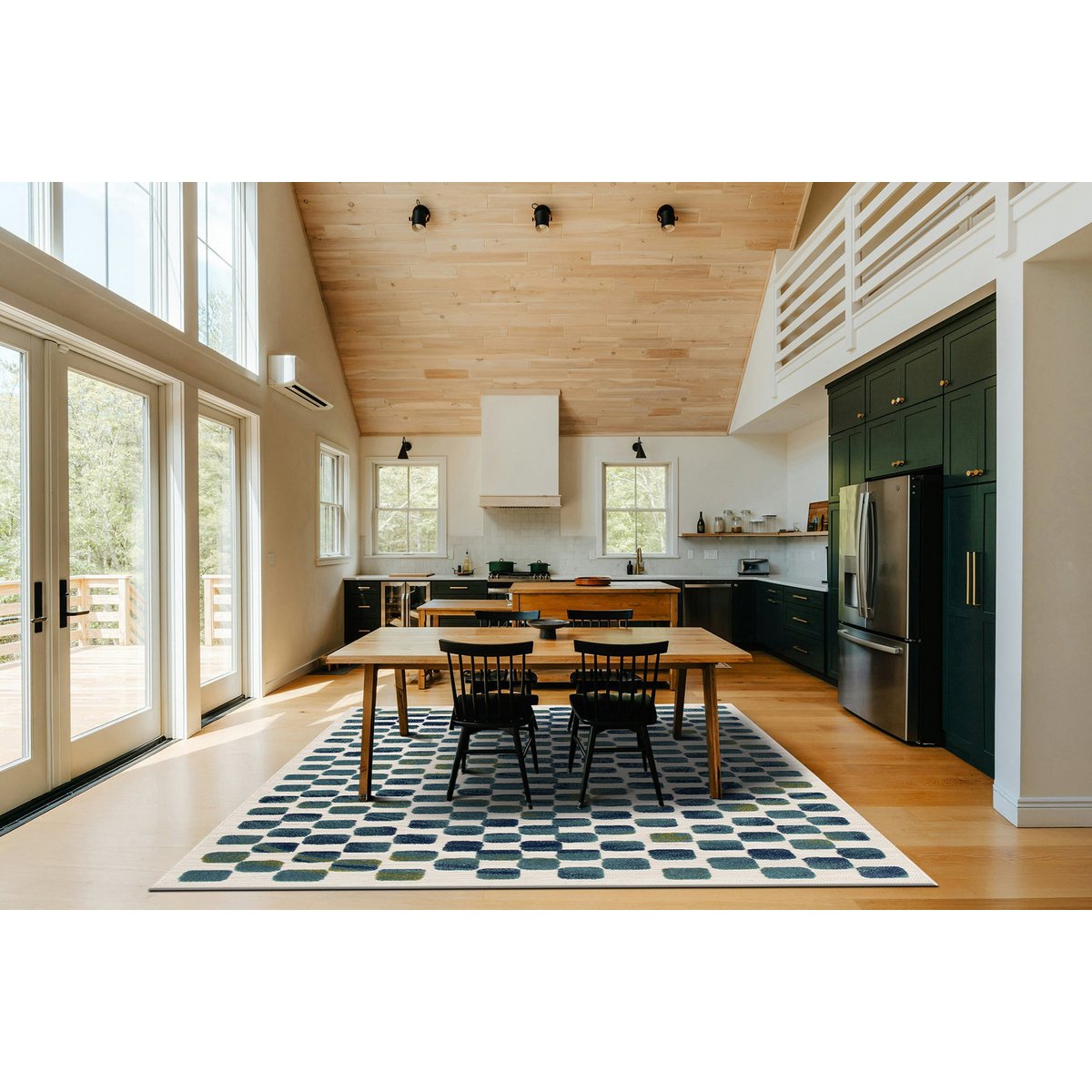 Farbenfroher Samt -Außenteppich und Opal -Flachweben