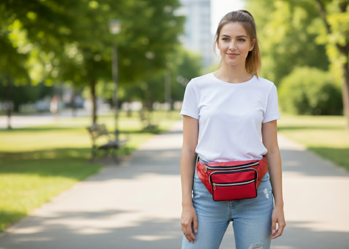 Bauchtasche Torino Echtleder Rot