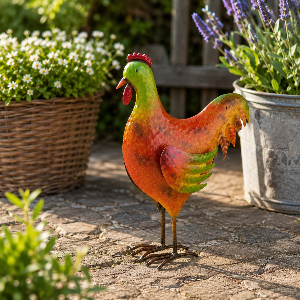 Gartenfigur Huhn Frieda aus Eisen 33 cm