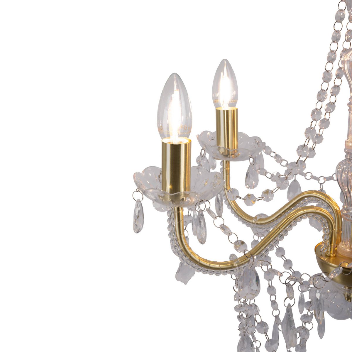 5er Krone "Cecilia" Ø 52 cm, aus Metall und Acryl, in Gold, E14