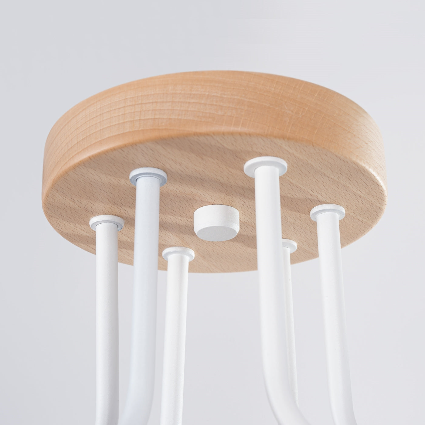 Kronleuchter Timbo 6 Weiß Naturholz Skandi Stil