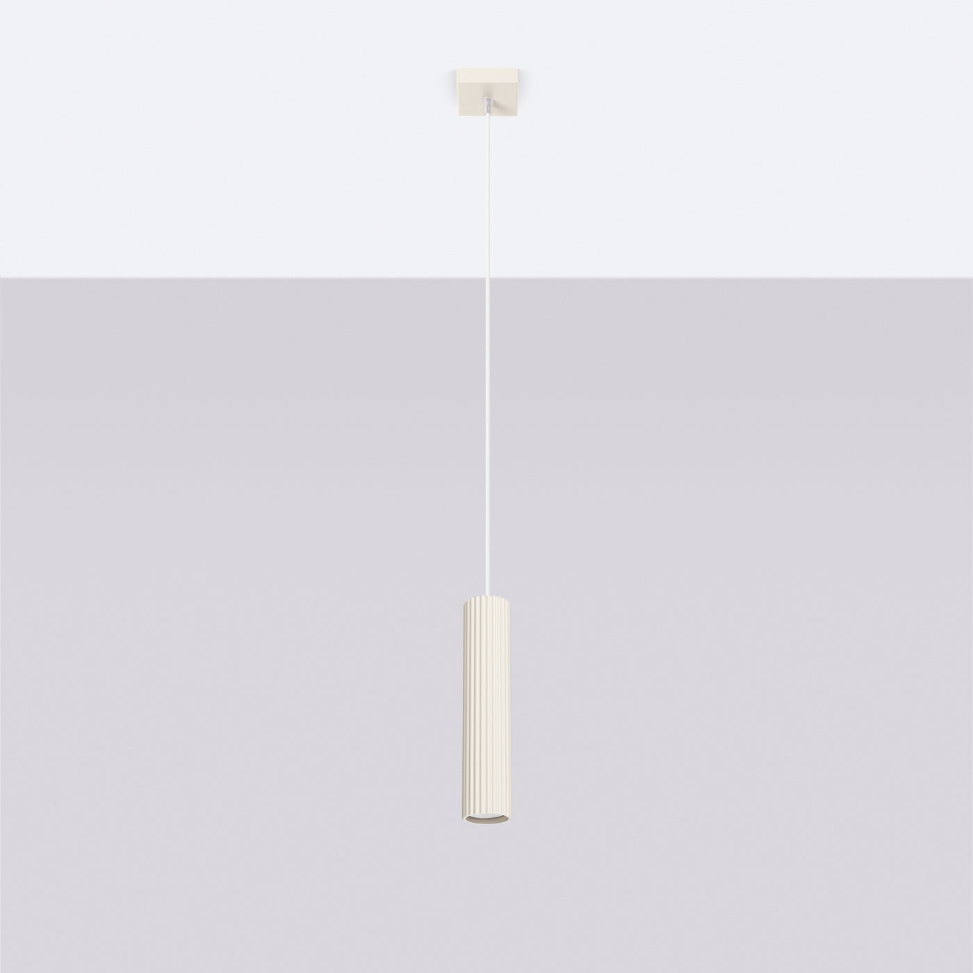 Pendelleuchte Karbon 1 Beige Aluminium Zylinder Design