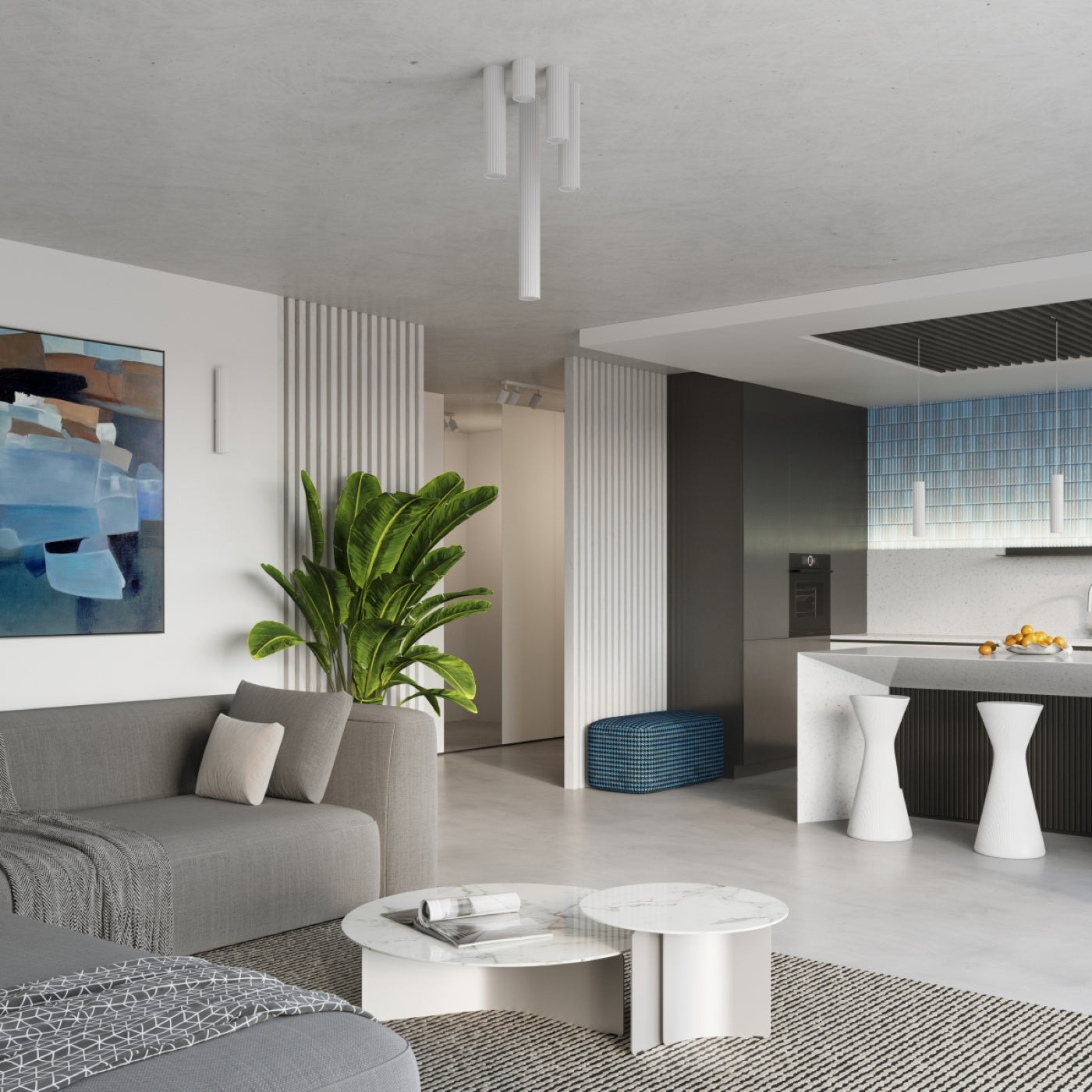 Pendelleuchte Karbon 1 Weiß Aluminium Zylinder Minimal