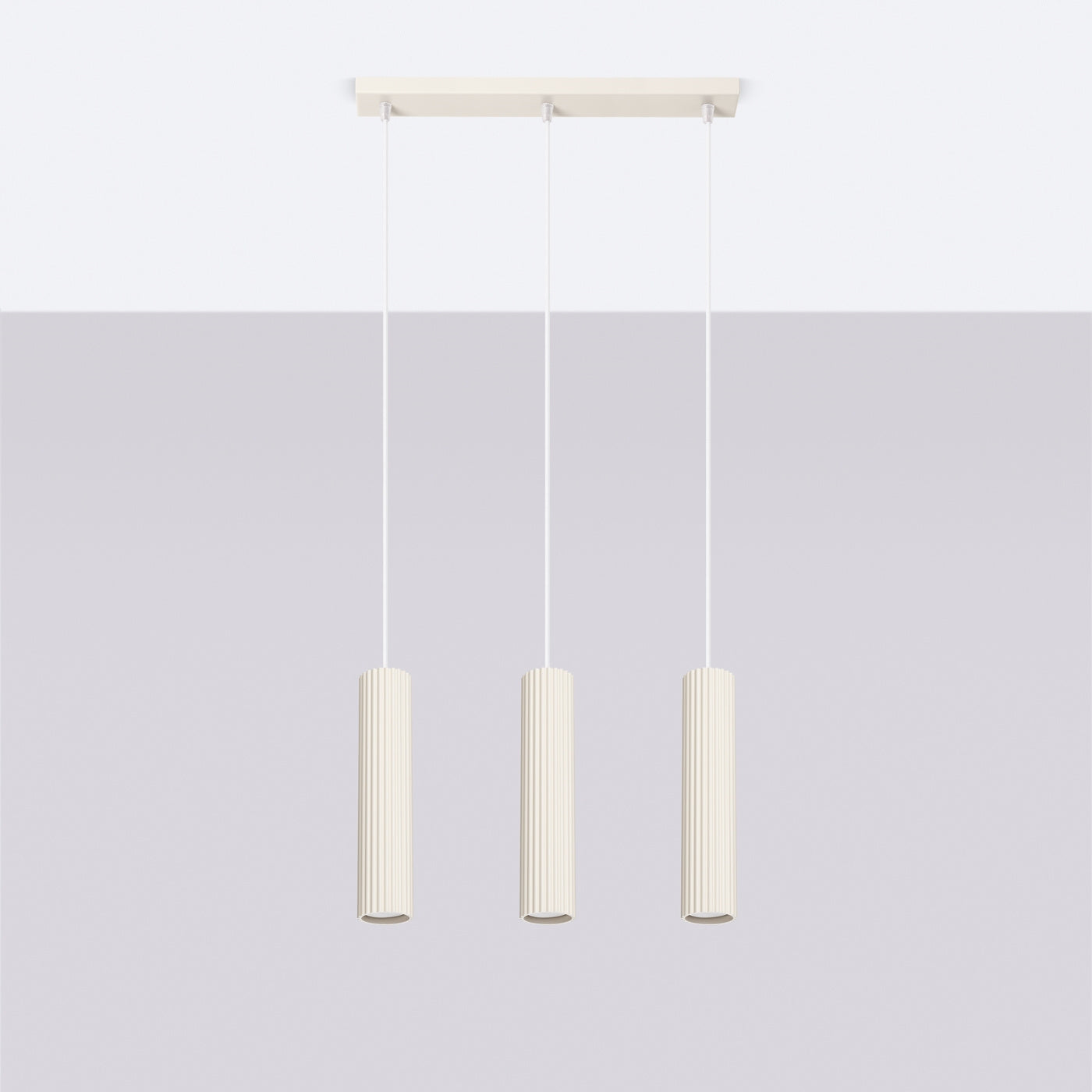 Pendelleuchte Karbon 3L Beige Aluminium Modern Linear