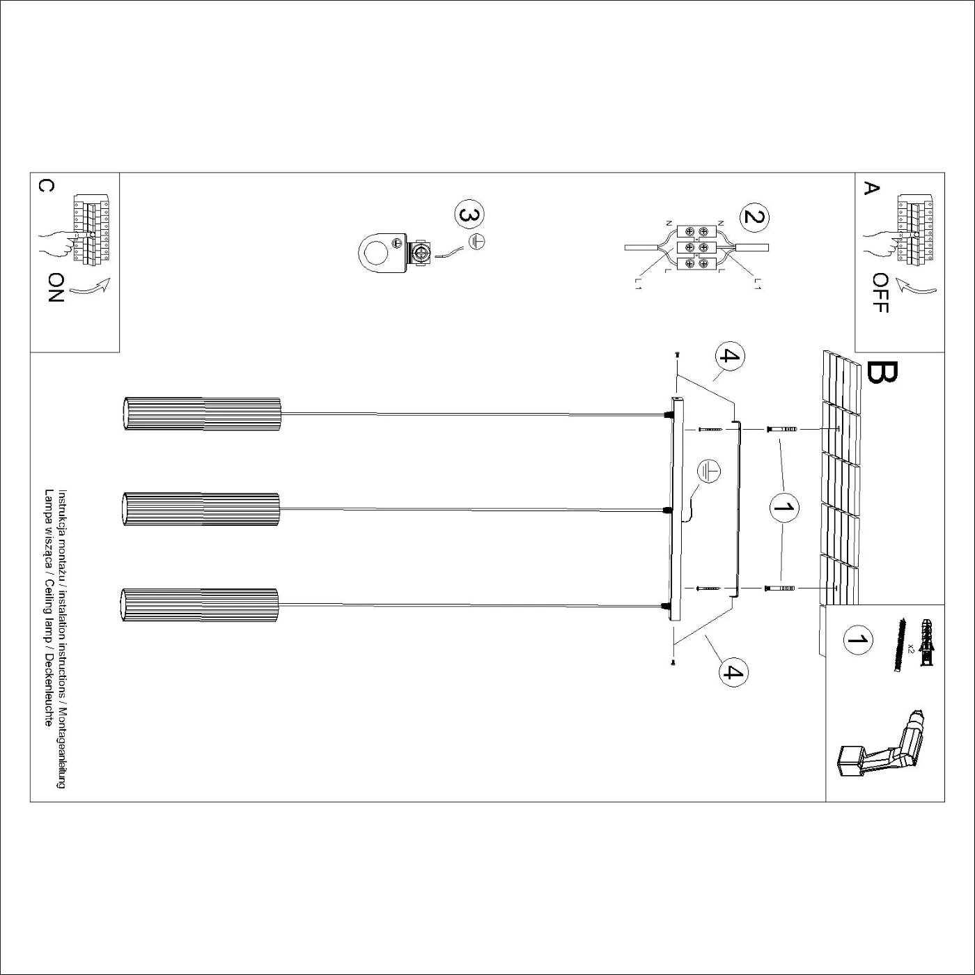 Karbon Pendelleuchte Schwarz 3-flammig Aluminium GU10 Hängeleuchte Modern