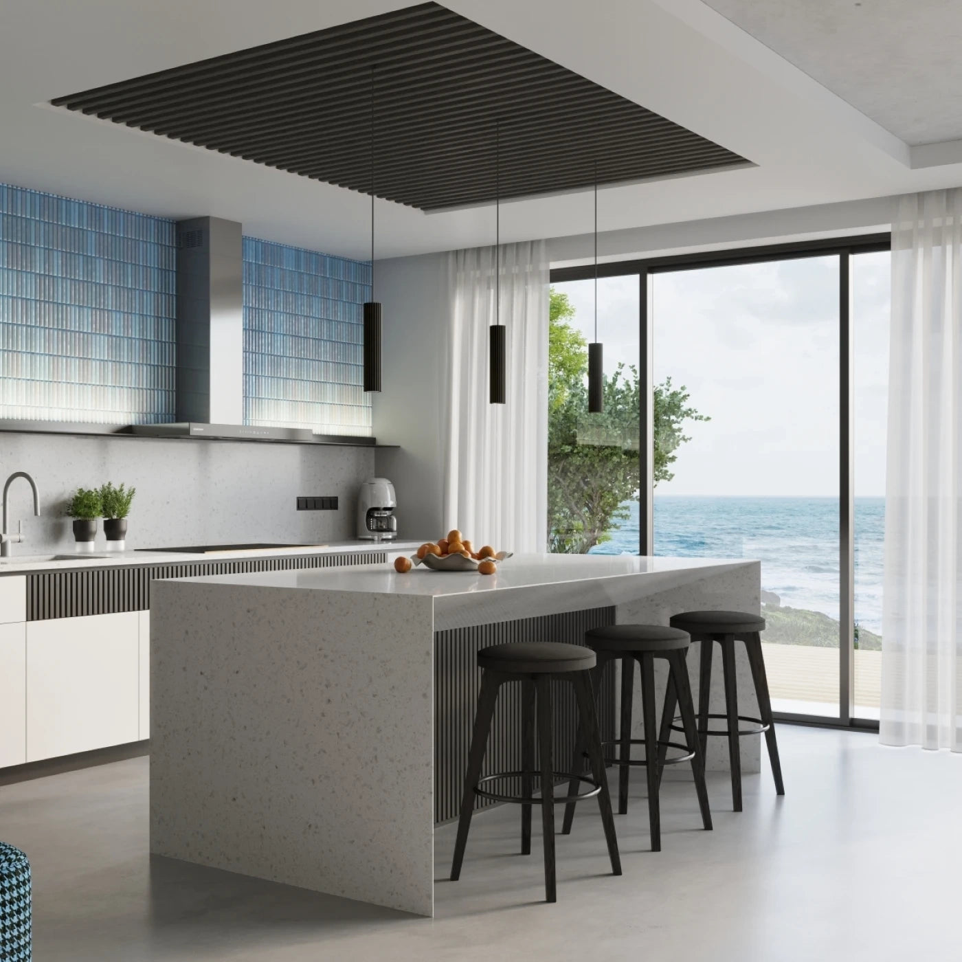 Karbon Pendelleuchte Schwarz 3-flammig Aluminium GU10 Hängeleuchte Modern