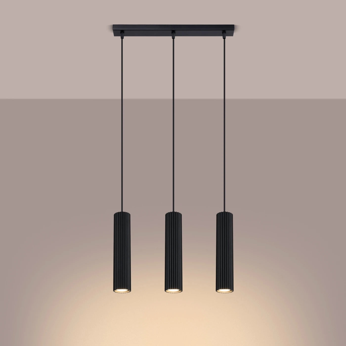 Karbon Pendelleuchte Schwarz 3-flammig Aluminium GU10 Hängeleuchte Modern