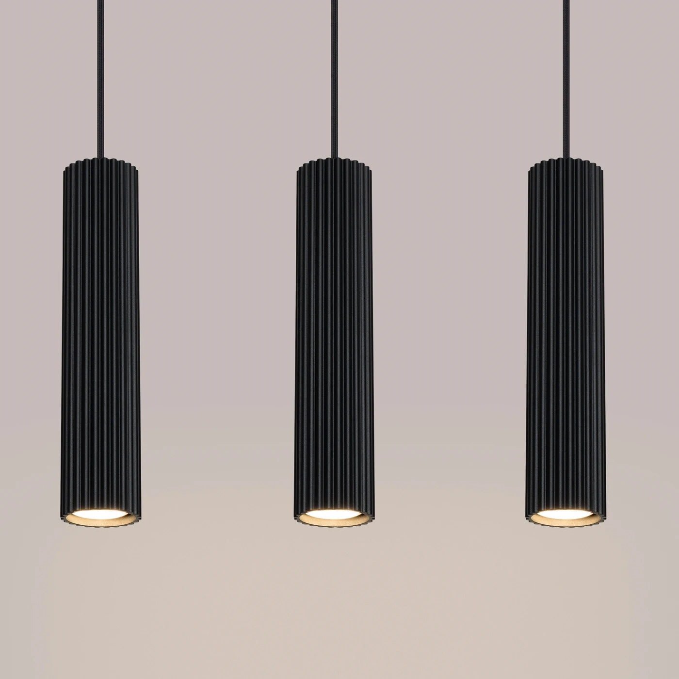 Karbon Pendelleuchte Schwarz 3-flammig Aluminium GU10 Hängeleuchte Modern