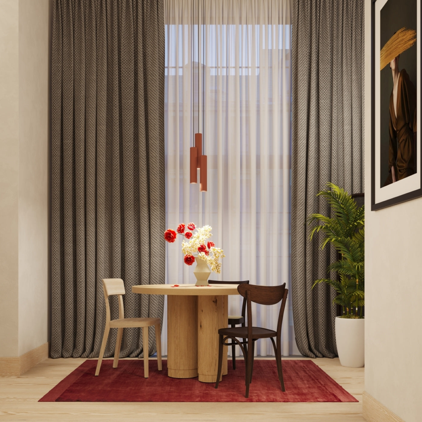 Pendelleuchte LAGOS 2 Ziegelrot – Moderne Hängeleuchte mit zwei Lichtquellen