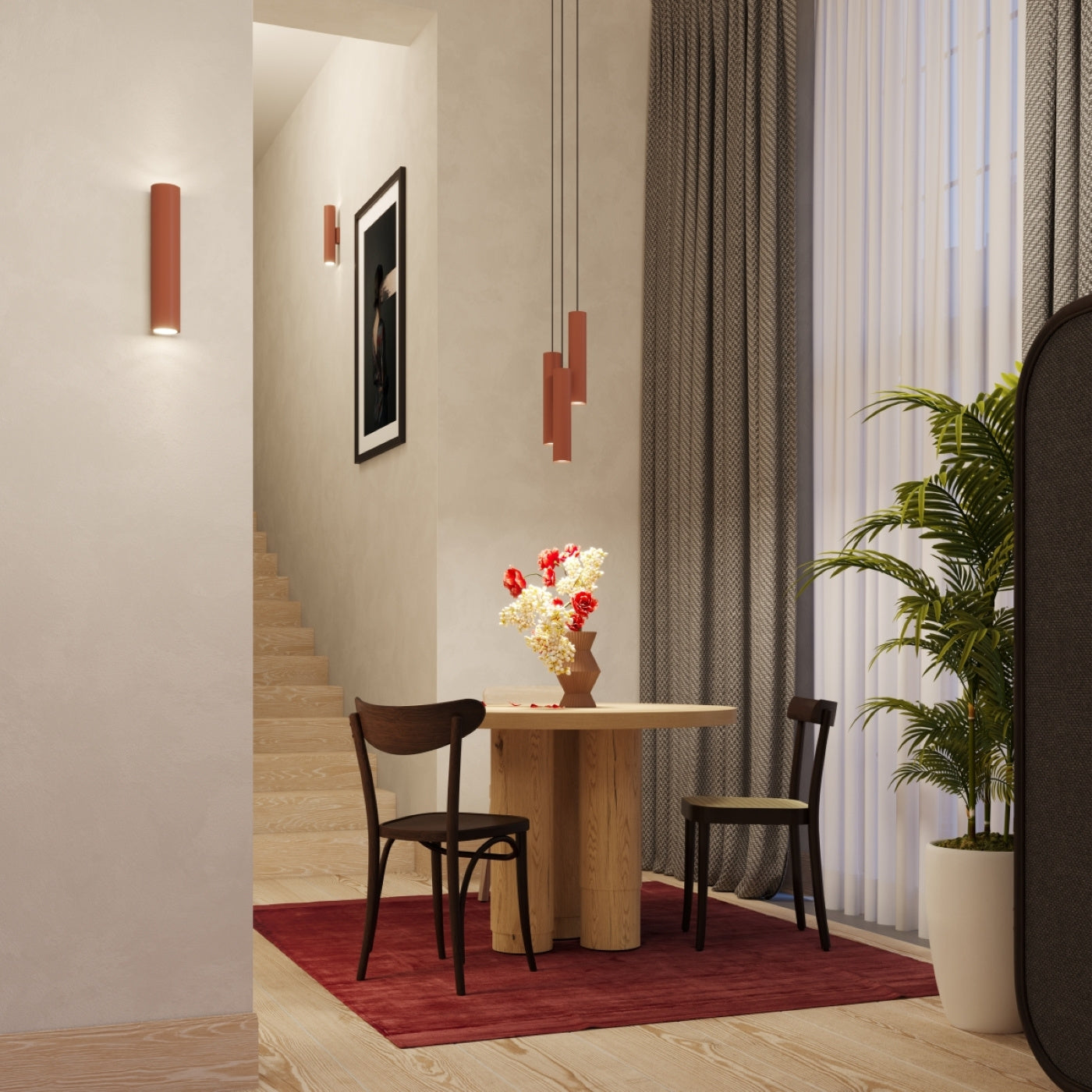 Pendelleuchte LAGOS 2 Ziegelrot – Moderne Hängeleuchte mit zwei Lichtquellen