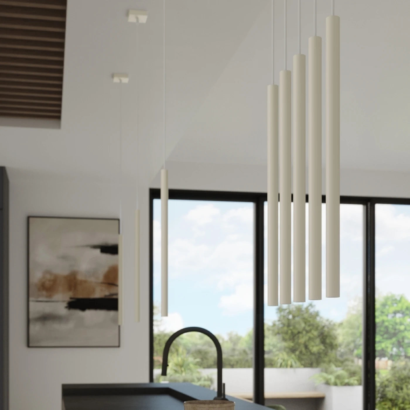 Pendelleuchte Pastello 3 Beige Stahl G9 Modern Minimal Designlampe