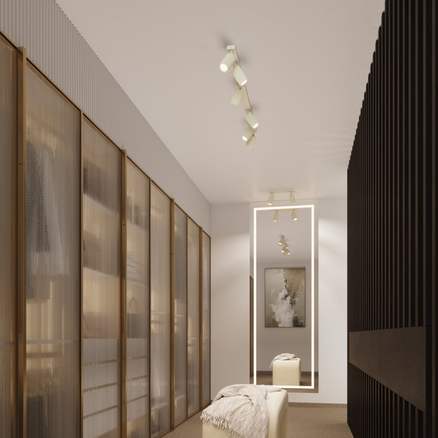 Deckenleuchte Karbon 30 Beige Aluminium Zylinder Modern Plafond