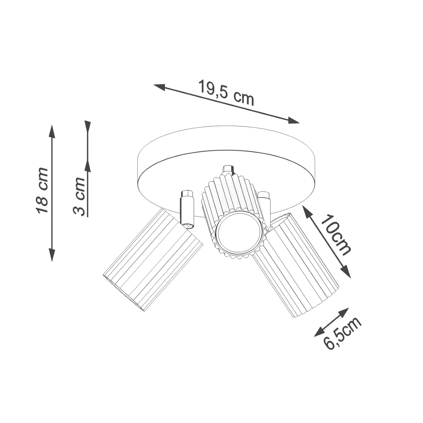 Plafond Deckenleuchte Karbon 3P Beige Aluminium Rund Design