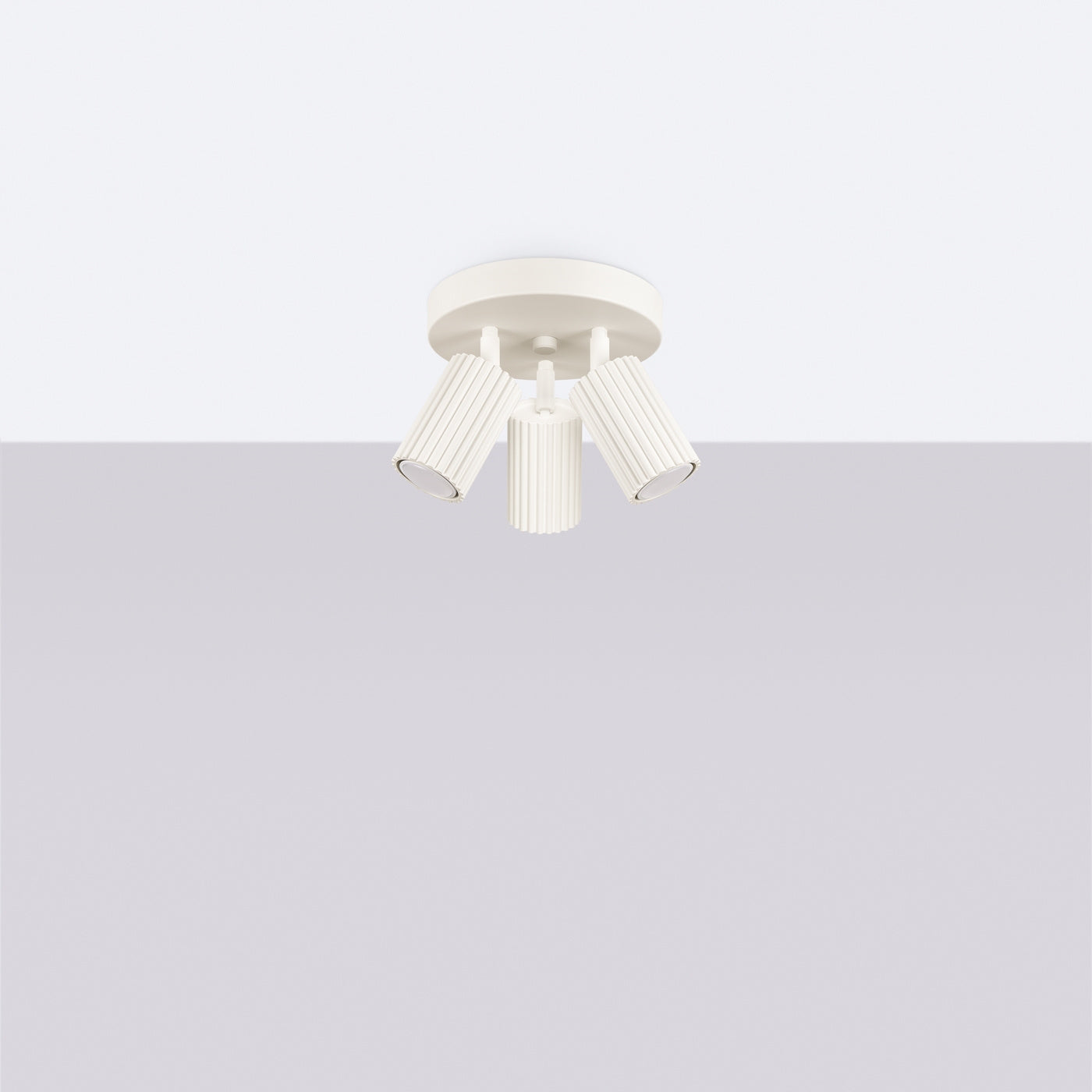 Plafond Deckenleuchte Karbon 3P Beige Aluminium Rund Design