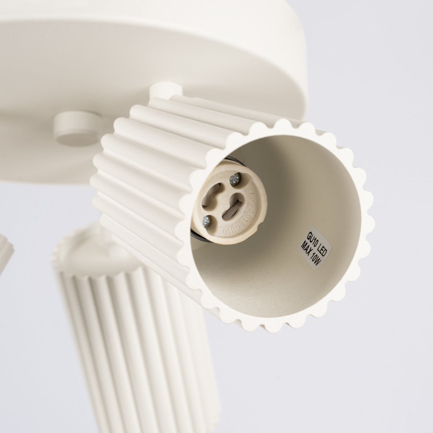 Plafond Deckenleuchte Karbon 3P Beige Aluminium Rund Design