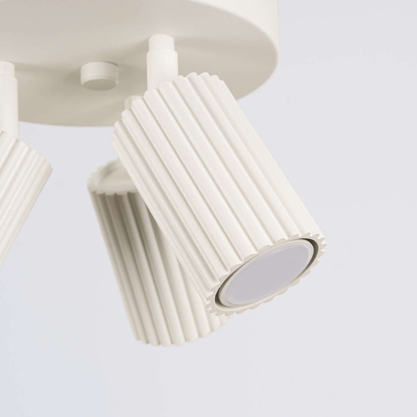 Plafond Deckenleuchte Karbon 3P Beige Aluminium Rund Design