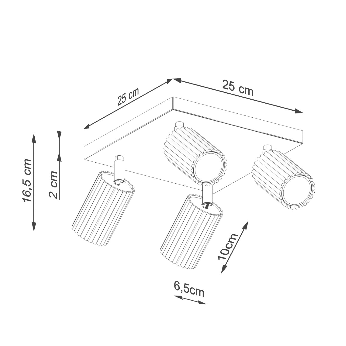 Deckenleuchte Karbon 4L Beige Aluminium Minimal Design Plafond