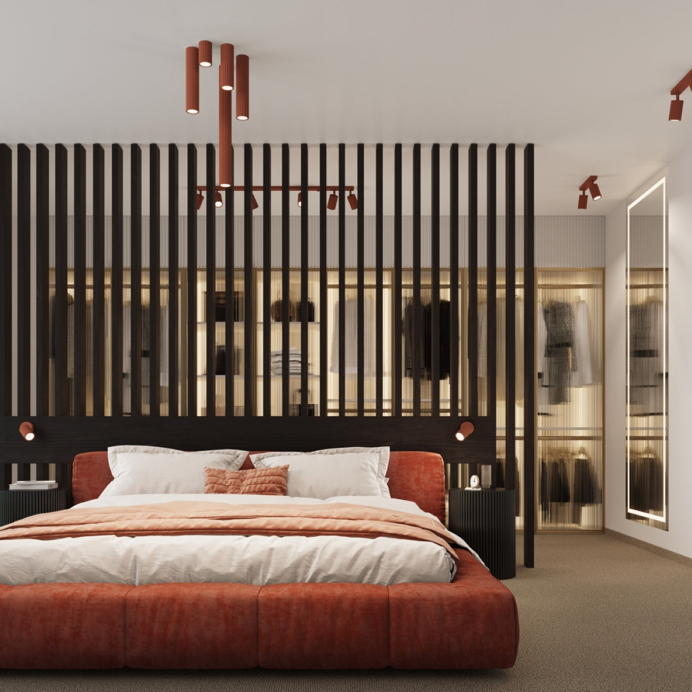 Plafond Deckenleuchte Karbon 4 Ockerrot Aluminium Kompakt Modern