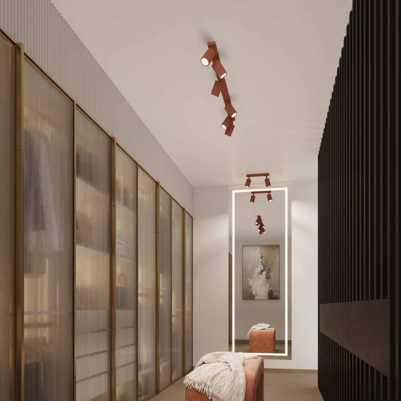 Plafond Deckenleuchte Karbon 4 Ockerrot Aluminium Kompakt Modern