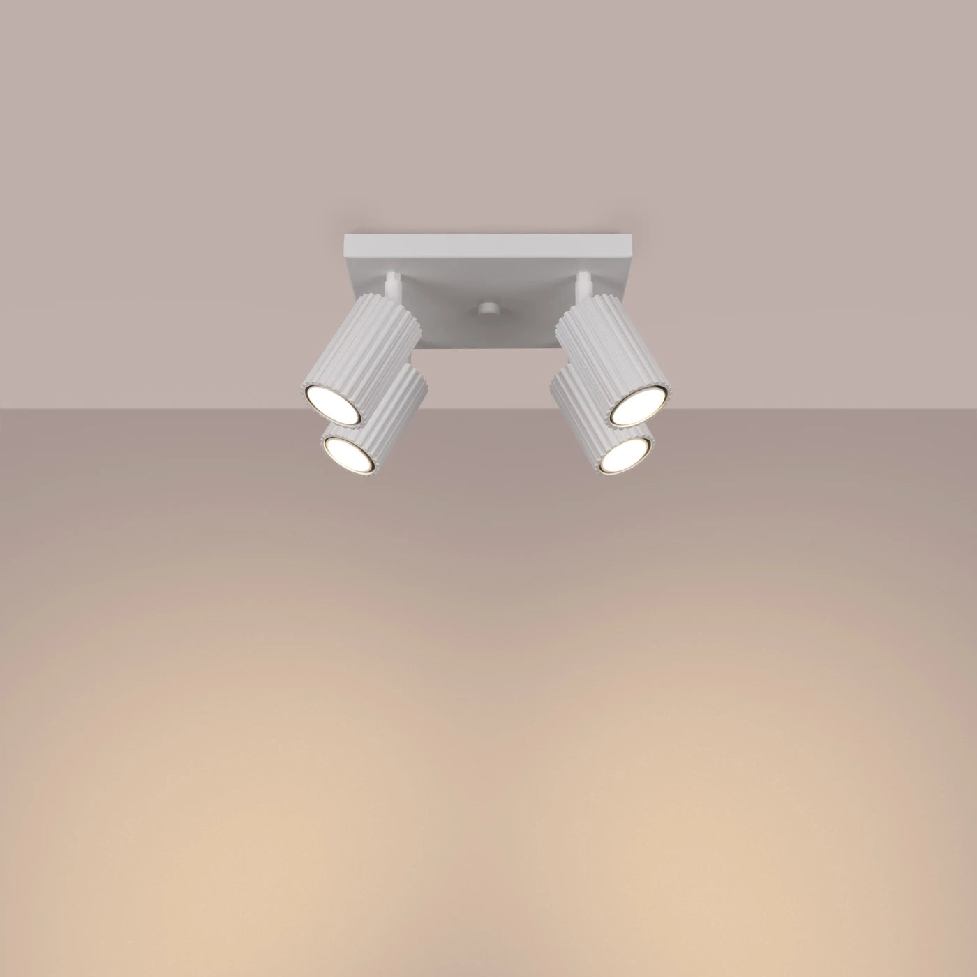 Deckenleuchte Karbon Vierflammig Weiß Aluminium GU10 Modern Minimalistisch