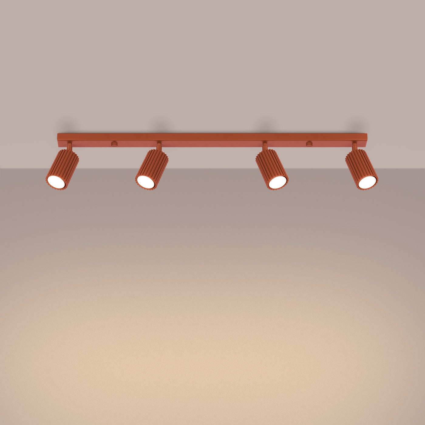 Plafond Deckenleuchte Karbon 4L Ockerrot Aluminium Linear Modern