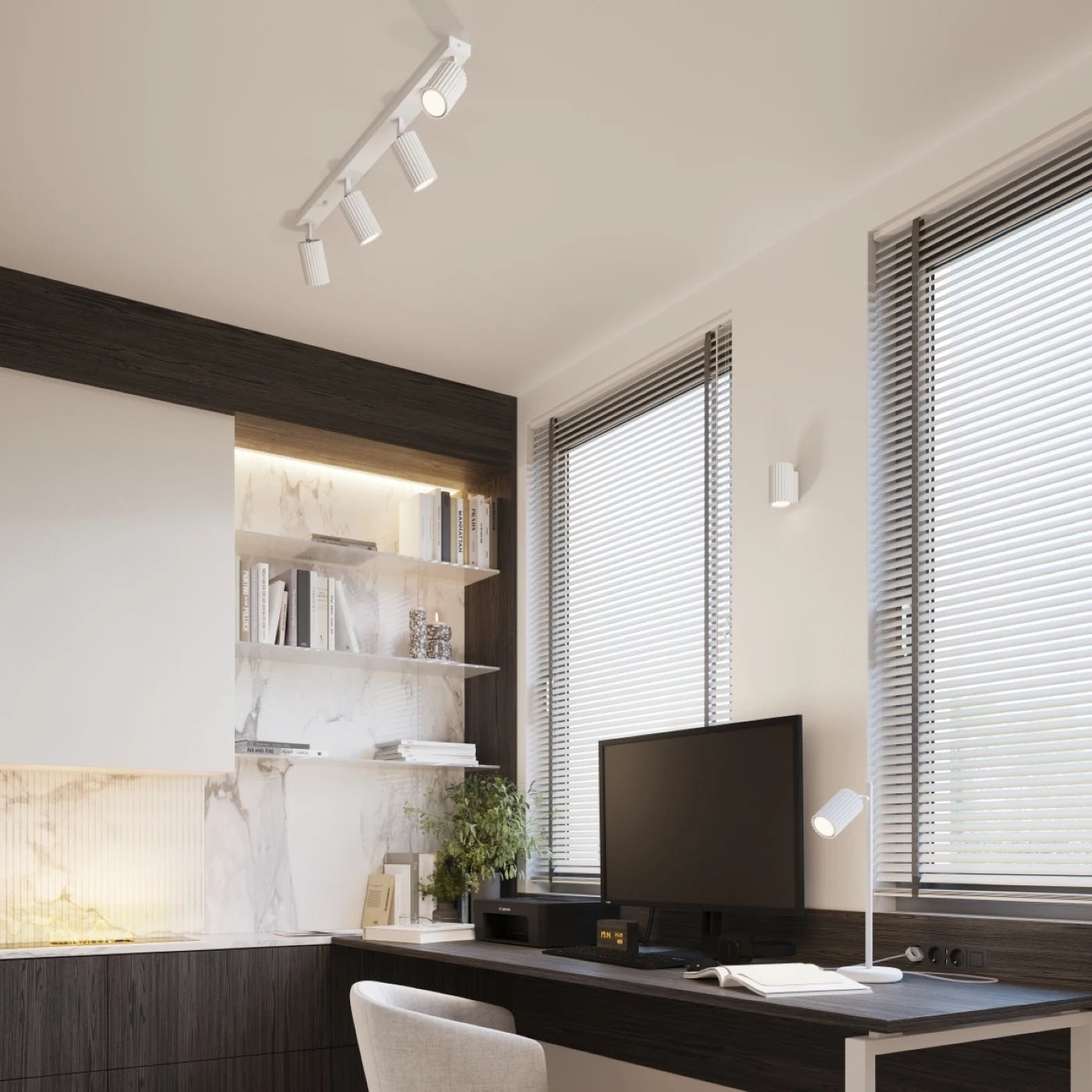 Deckenleuchte Karbon 4L Weiß Aluminium GU10 Leiste Modern Minimal