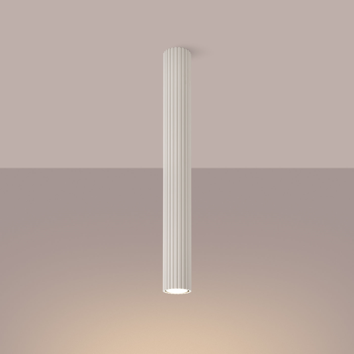 Plafond Deckenleuchte Karbon 60 Beige Aluminium Zylinder Lang