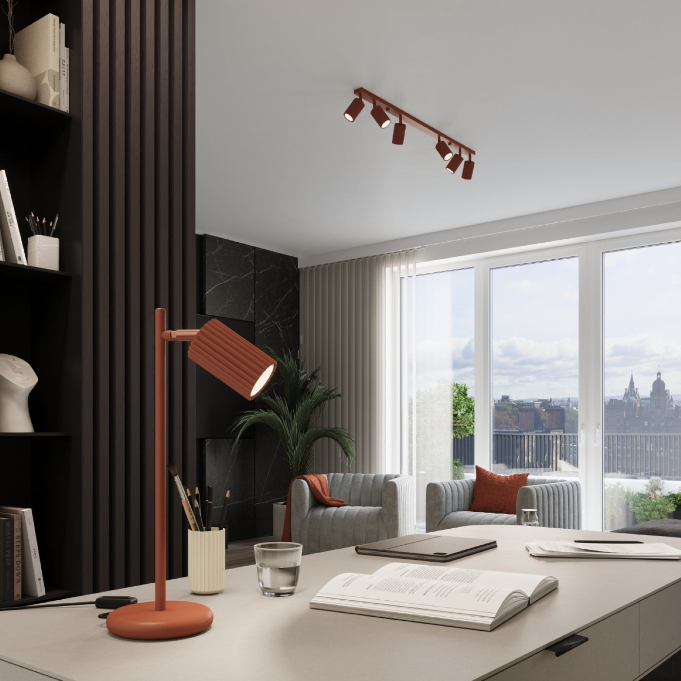 Tischlampe Karbon Ockerrot Aluminium Modern Minimal