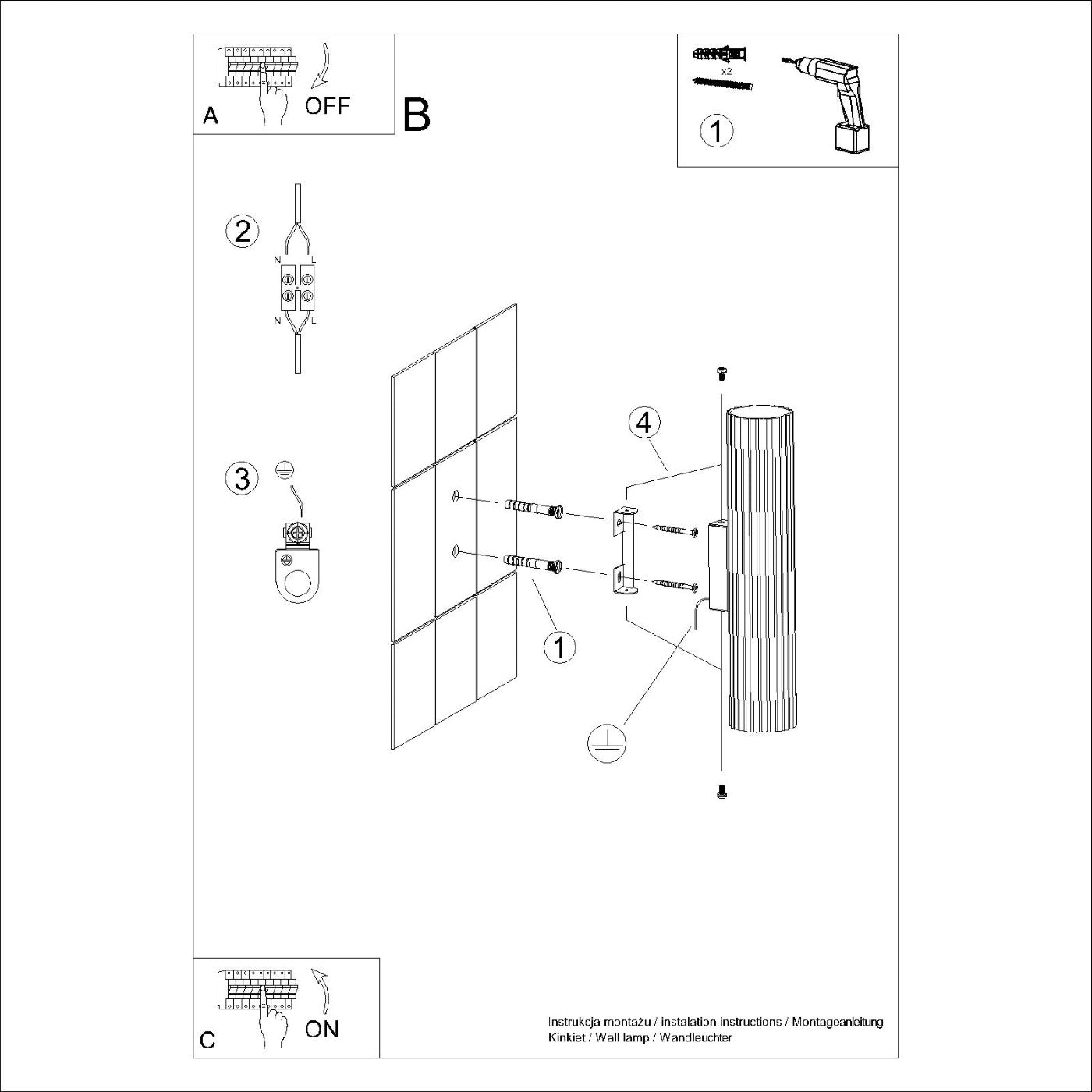 Wandleuchte Karbon 30 Beige Aluminium Zylinder Modern