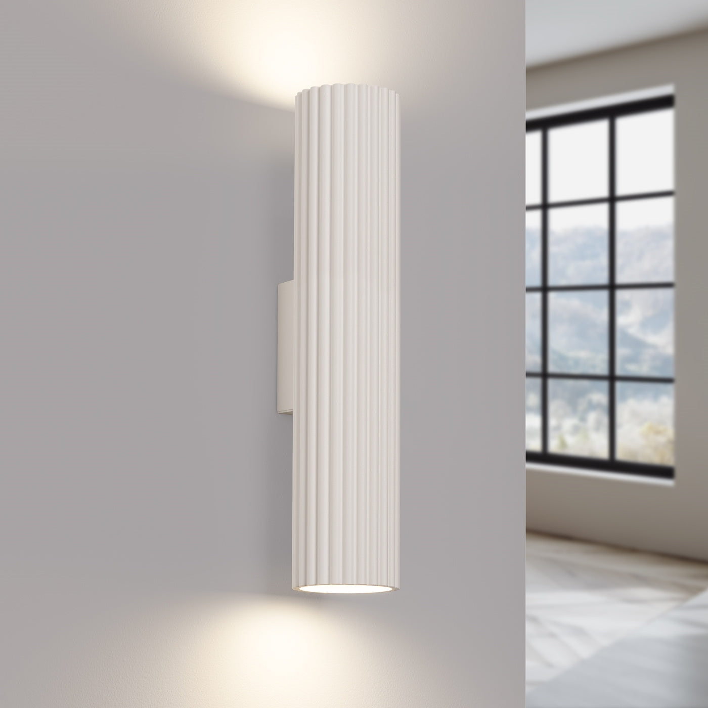 Wandleuchte Karbon 30 Beige Aluminium Zylinder Modern