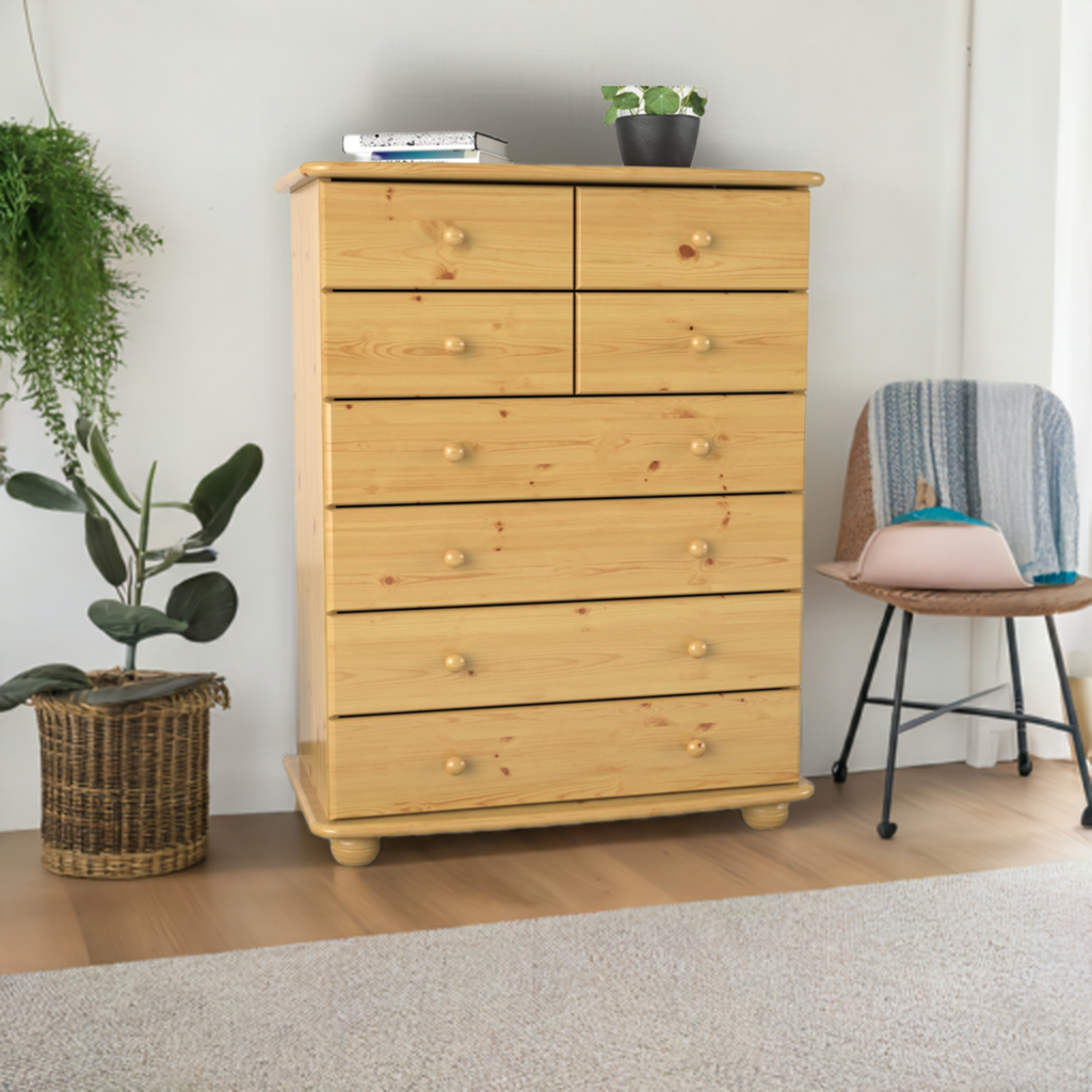 Anika Kiefer Massivholz Kommode | 8-Schubladen | 100% Bio Kiefer