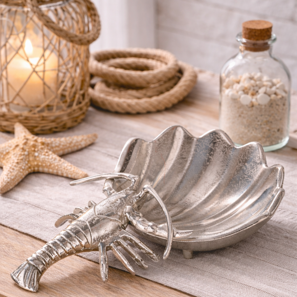Maritano Hummer Schale Aluminium Silber Dekoschale Muschel