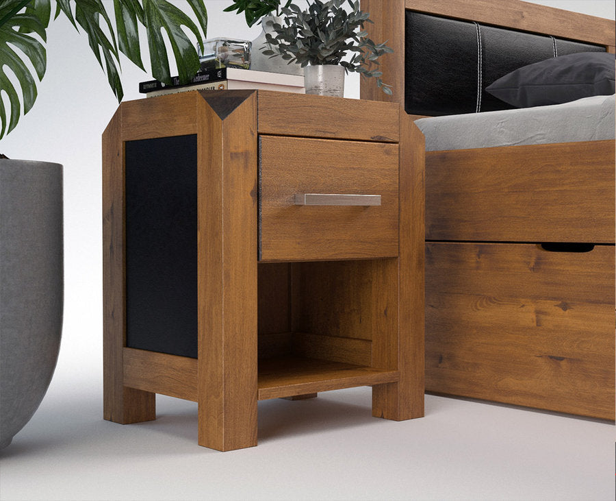MODENA-VERSO Massivholz Nachttisch mit 1-Schublade